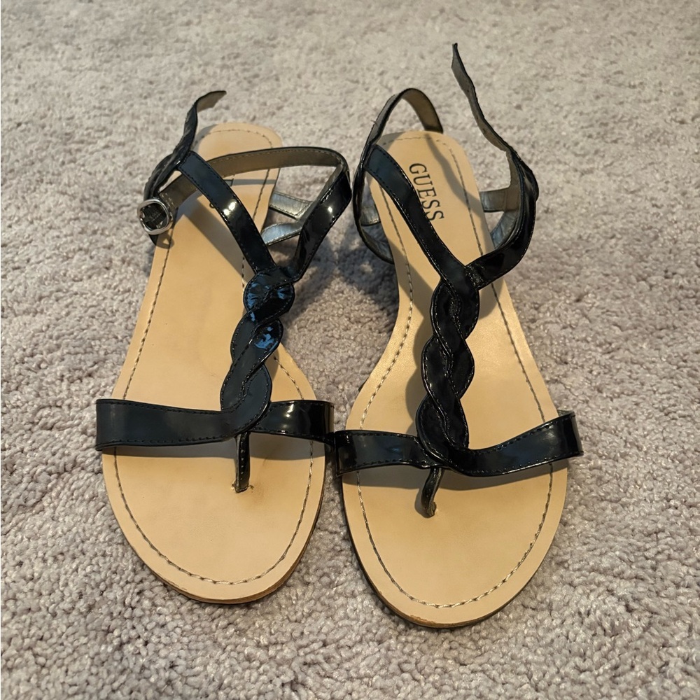 Guess Black Sandals with T-Strap Design